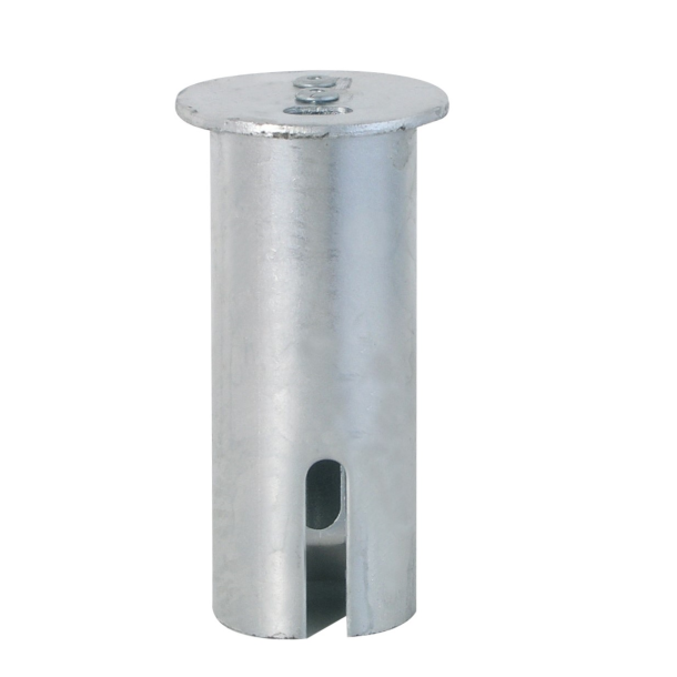 D�ksel til stolper | varmgalvaniseret | til � 60 mm stolper | med fjederbelastet l�semekanisme | passer til jordbeslag varenr. 460.40 til �bning med multifunktionsn�gle varenr. 470.40